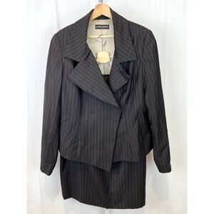 MARIA PINTO  Size 16 Two Piece Suit Jacket Straight Skirt Pinstripe Kona Brown